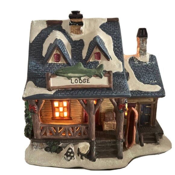 Decorative Outfit Country Hunting Lodge 3D Lighted Log Cabin Christmas Train Set - Picture 4 of 13
